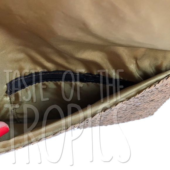 Woven Straw Purse / Raffia Bag - Brown White Green - Picture 3 of 8